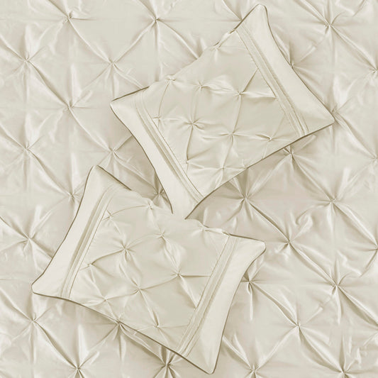 7 Piece Tufted Comforter Set Ivory Cal King