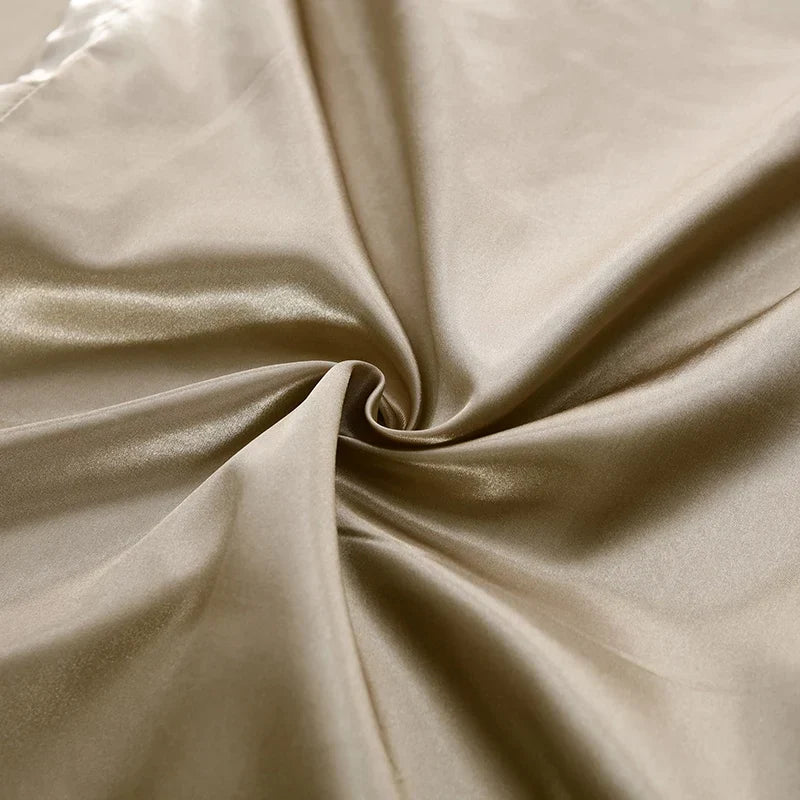 DecorBites™ Luxury Silk Bedding Set: Duvet Cover, Bed Sheet, Pillowcase