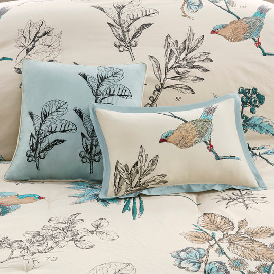 7 Piece Printed Cotton Twill Comforter Set Khaki Queen