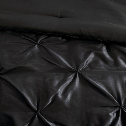 7 Piece Tufted Comforter Set Black Queen