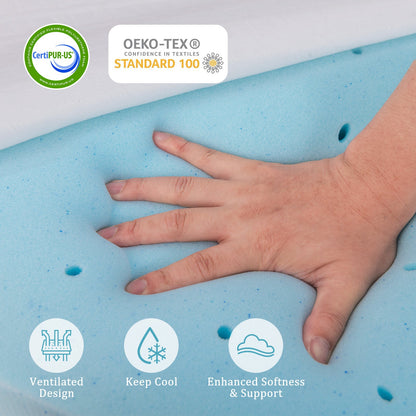 Gel Infused Memory Foam Mattress Topper with Removable Cover-Queen Size