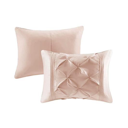 7 Piece Tufted Comforter Set Blush Full