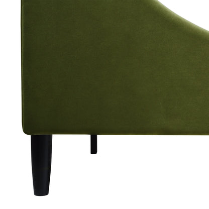 Aspen Vertical Tufted Headboard Platform Bed Set, King, Olive Green Performance Velvet