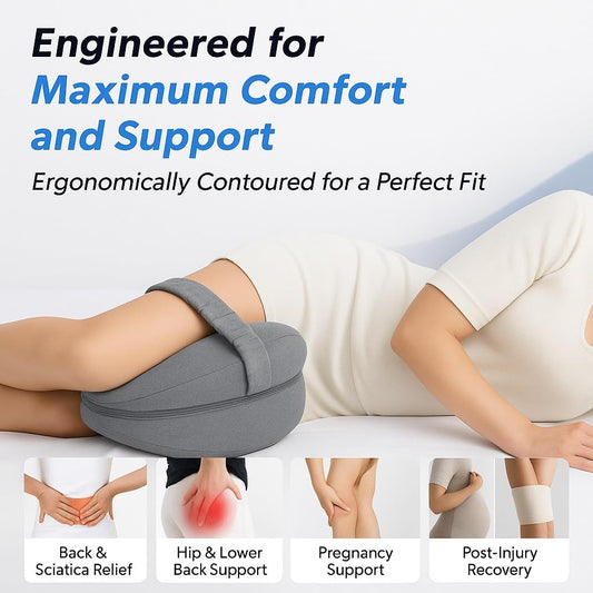 Generic Orthopedic Knee Pillow Memory Foam Side Sleepers Gray 1 Pack