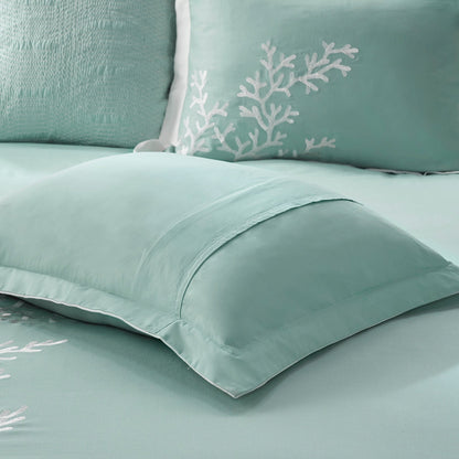 Oversized Cotton Jacquard Comforter Set Aqua Cal King