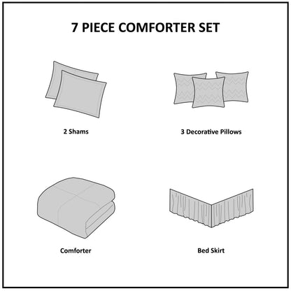 7 Piece Tufted Comforter Set Black Queen