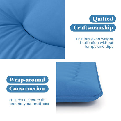 Foldable Futon Mattress with Washable Cover and Carry Bag for Camping Blue-Full Size