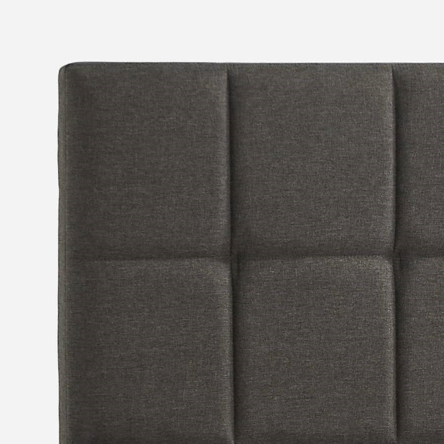 Grey Upholstered Platform Bed Frame with Padded Headboard