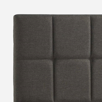 Grey Upholstered Platform Bed Frame with Padded Headboard