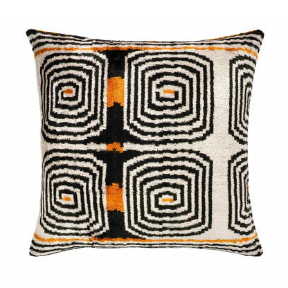 Labyrinth Silk Velvet Ikat Pillow Cover 20 X 20