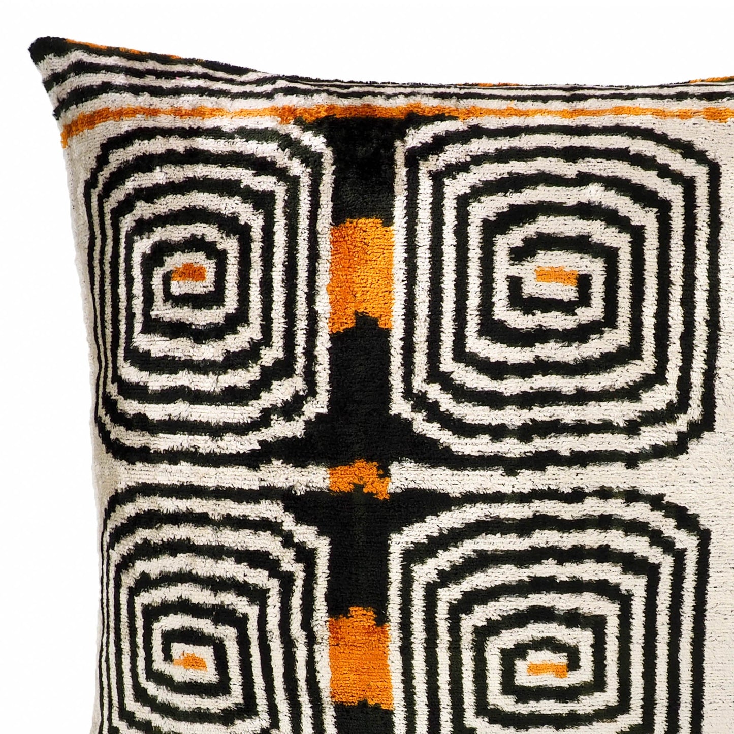 Labyrinth Silk Velvet Ikat Pillow Cover 20 X 20