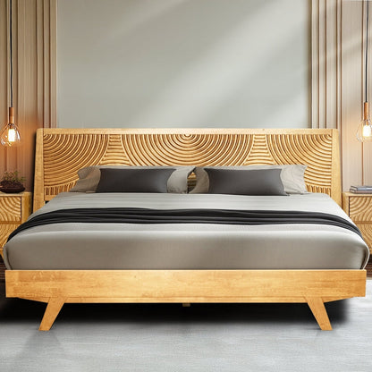 Acacia Harmony Solid Wood Platform Bed Frame with Headboard