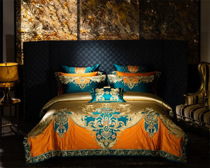 4/6/9Pcs Royal Gorgeous European Palace Embroidery Bedding Set Egyptian Cotton Duvet Cover Bed Sheet Pillowcases
