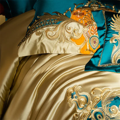 4/6/9Pcs Royal Gorgeous European Palace Embroidery Bedding Set Egyptian Cotton Duvet Cover Bed Sheet Pillowcases