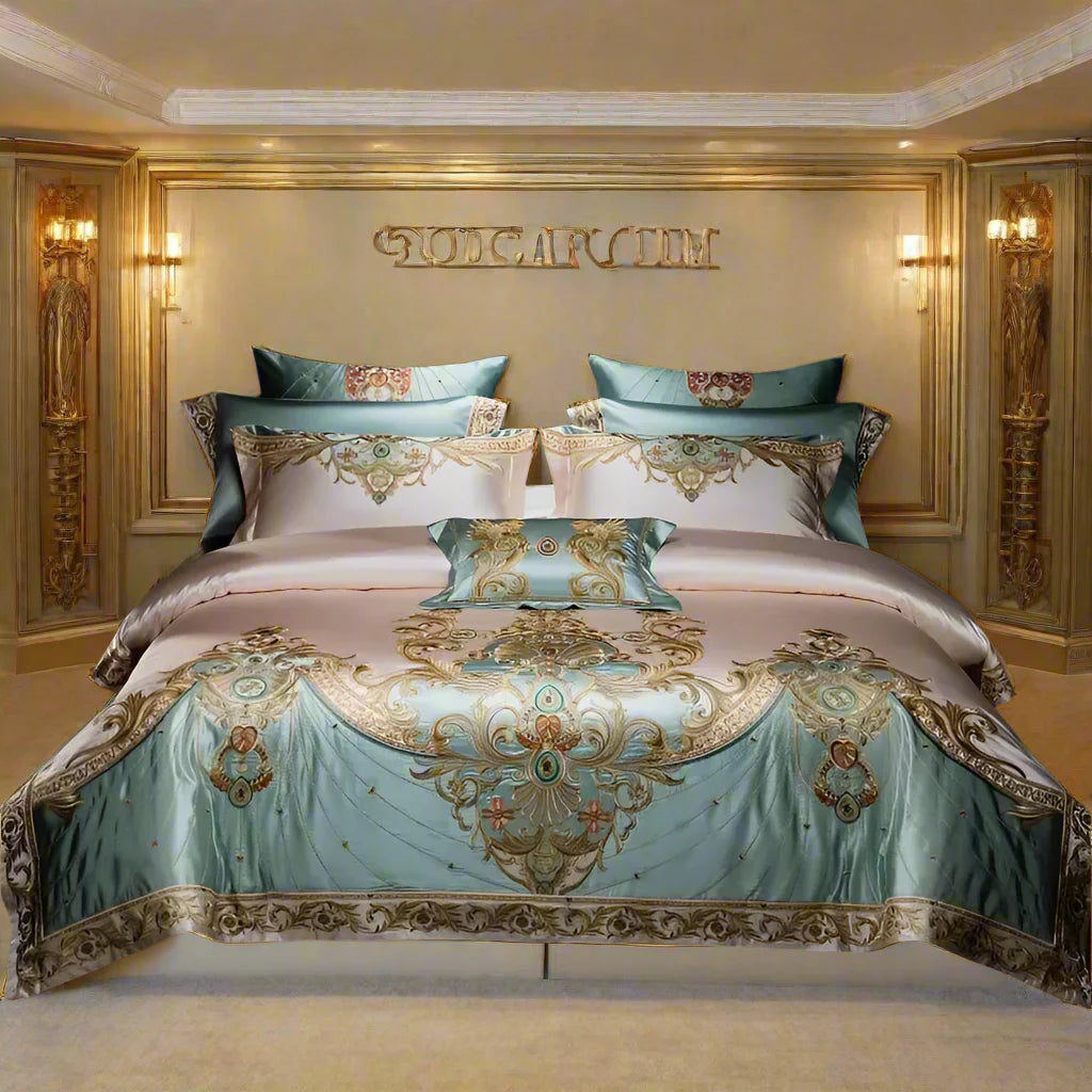 4/6/9Pcs Royal Gorgeous European Palace Embroidery Bedding Set Egyptian Cotton Duvet Cover Bed Sheet Pillowcases
