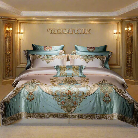 4/6/9Pcs Royal Gorgeous European Palace Embroidery Bedding Set Egyptian Cotton Duvet Cover Bed Sheet Pillowcases
