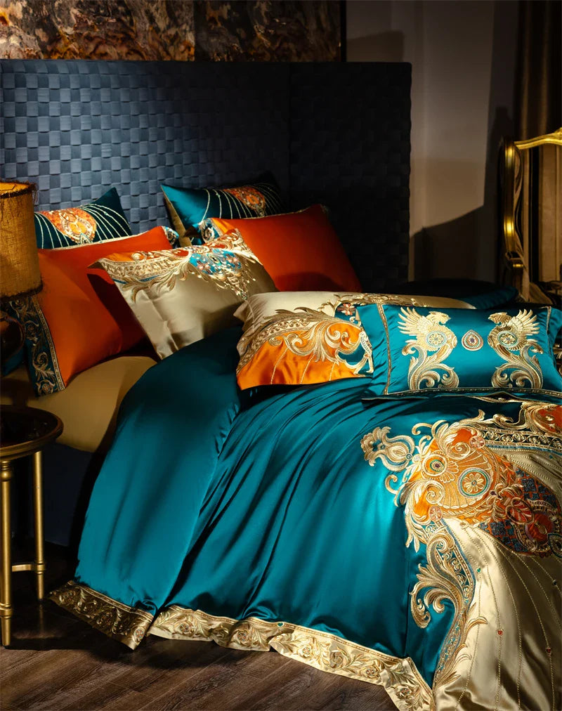 4/6/9Pcs Royal Gorgeous European Palace Embroidery Bedding Set Egyptian Cotton Duvet Cover Bed Sheet Pillowcases