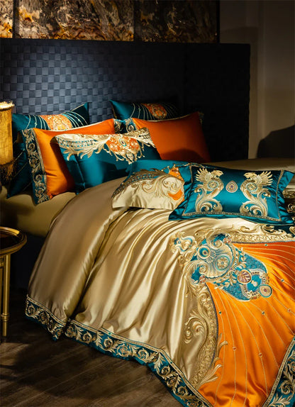 4/6/9Pcs Royal Gorgeous European Palace Embroidery Bedding Set Egyptian Cotton Duvet Cover Bed Sheet Pillowcases