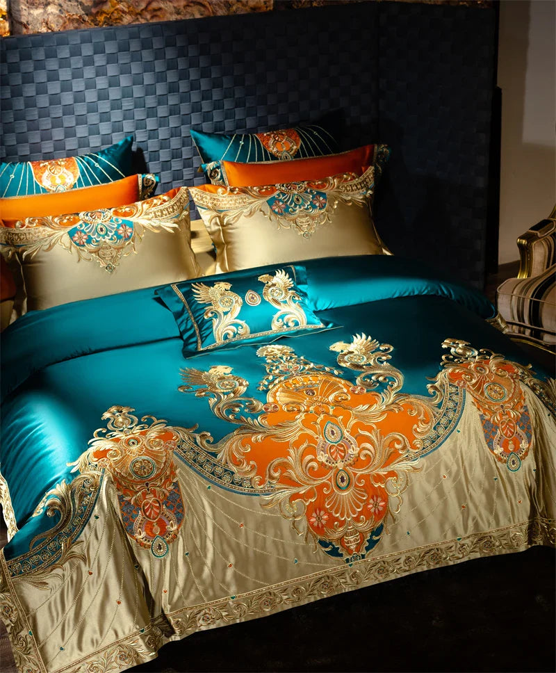 4/6/9Pcs Royal Gorgeous European Palace Embroidery Bedding Set Egyptian Cotton Duvet Cover Bed Sheet Pillowcases
