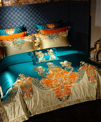 4/6/9Pcs Royal Gorgeous European Palace Embroidery Bedding Set Egyptian Cotton Duvet Cover Bed Sheet Pillowcases