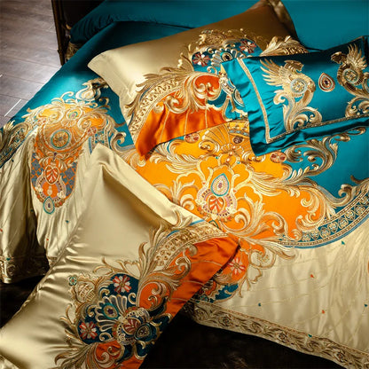 4/6/9Pcs Royal Gorgeous European Palace Embroidery Bedding Set Egyptian Cotton Duvet Cover Bed Sheet Pillowcases