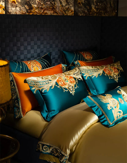 4/6/9Pcs Royal Gorgeous European Palace Embroidery Bedding Set Egyptian Cotton Duvet Cover Bed Sheet Pillowcases