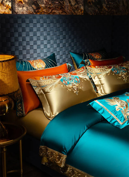 4/6/9Pcs Royal Gorgeous European Palace Embroidery Bedding Set Egyptian Cotton Duvet Cover Bed Sheet Pillowcases