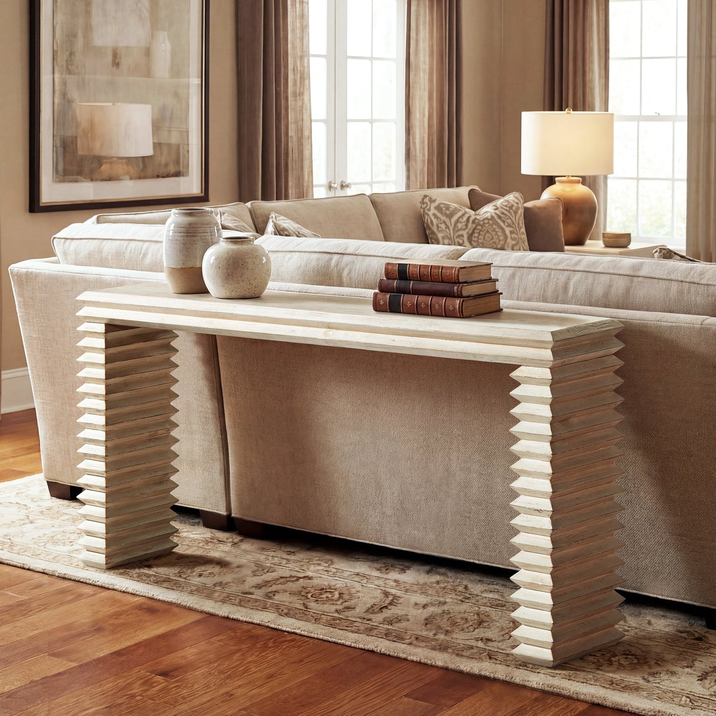 Reclaimed Wood Stacked Console Table, By Veda