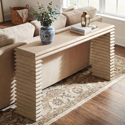 Reclaimed Wood Stacked Console Table, By Veda
