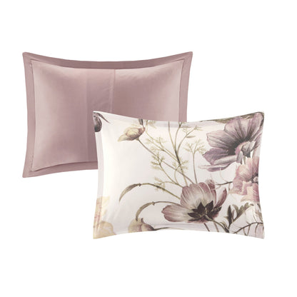 8 Piece Cotton Printed Comforter Set Blush Queen
