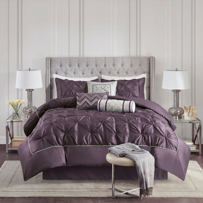 7 Piece Tufted Comforter Set Plum California King