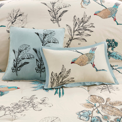 7 Piece Printed Cotton Twill Comforter Set Khaki King