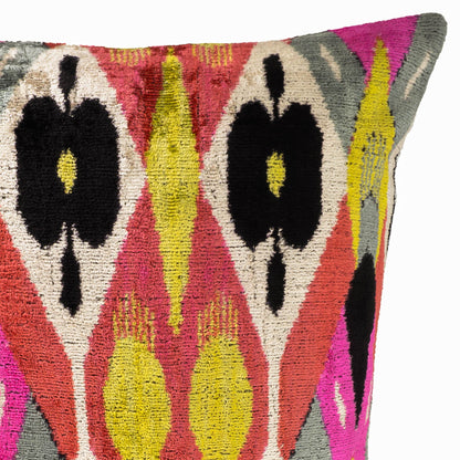 Euphora Silk Velvet Ikat Pillow Cover 24 X 24