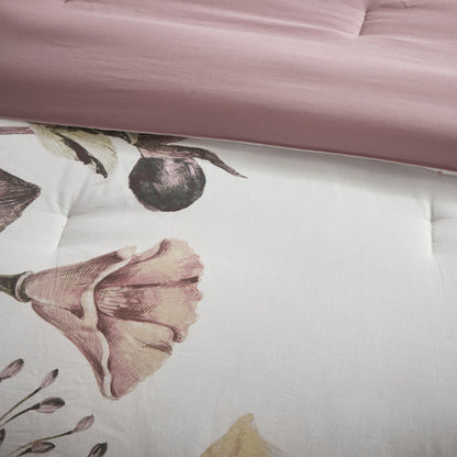 8 Piece Cotton Printed Comforter Set Blush King