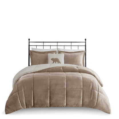 Full/Queen Plush to Sherpa Down Alternative Comforter Set