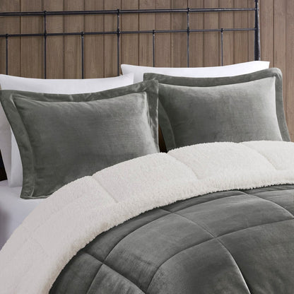 Full/Queen Plush to Sherpa Down Alternative Comforter Set