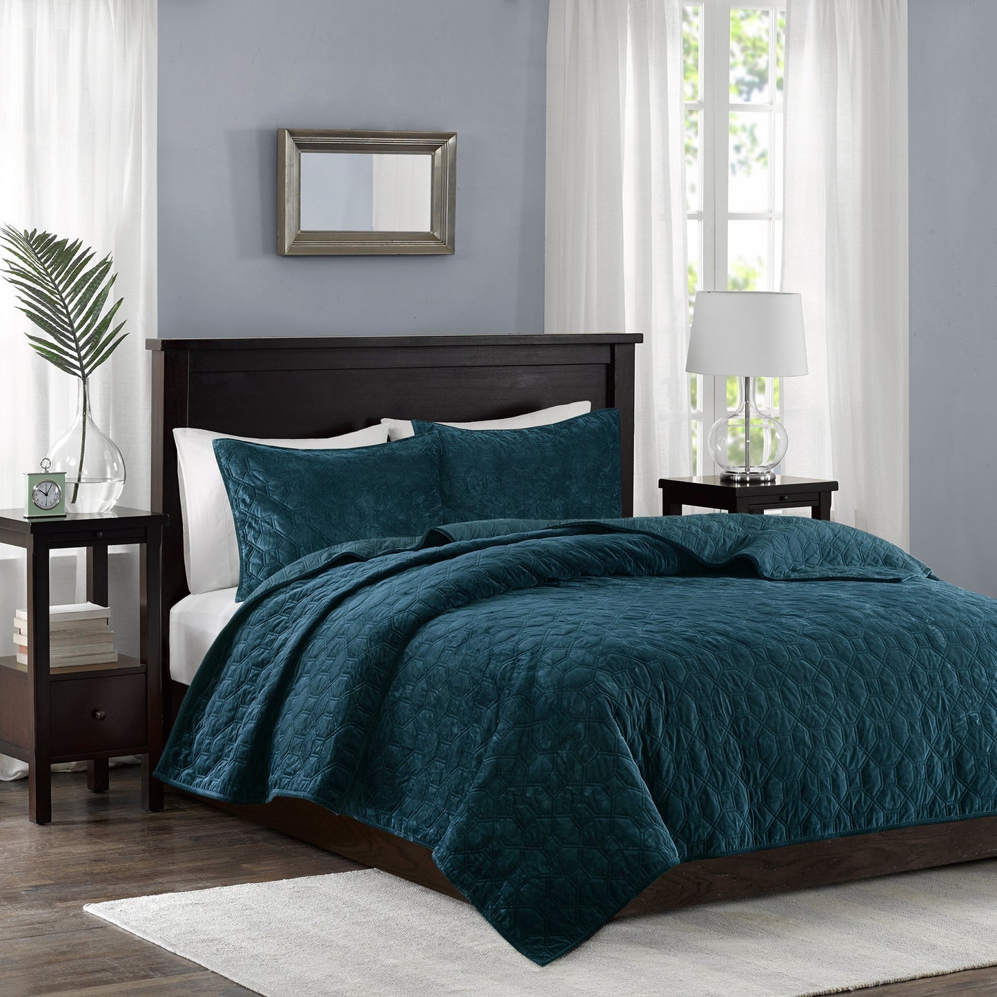 3 Piece Tufted Cotton Chenille Palm Comforter Set