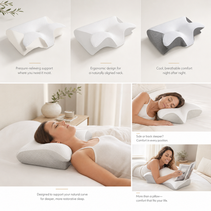 Memory Foam Cervical Pillow – 2-in-1 Ergonomic Neck & Orthopedic Support