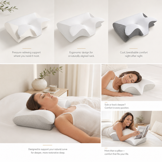 Memory Foam Cervical Pillow – 2-in-1 Ergonomic Neck & Orthopedic Support