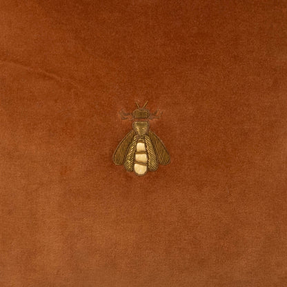Golden Bee Silk Velvet Throw Pillow, 12" X 12"