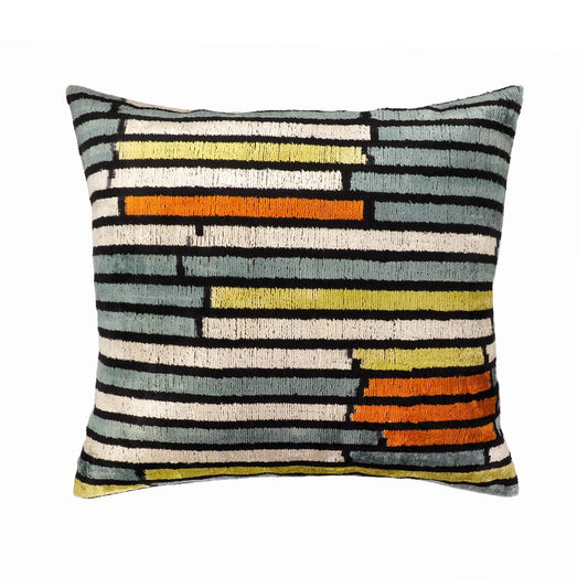 Striped Silk Velvet Ikat Throw Pillow Cover 20 X 20